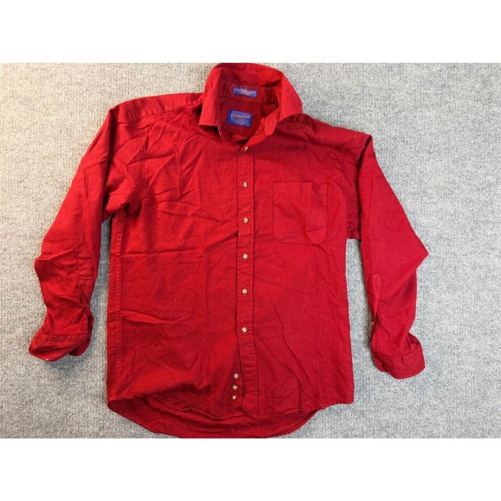 Pendleton Sir Pendleton Wool Shirt Mens Medium Red Check Button Down Flannel Y2K